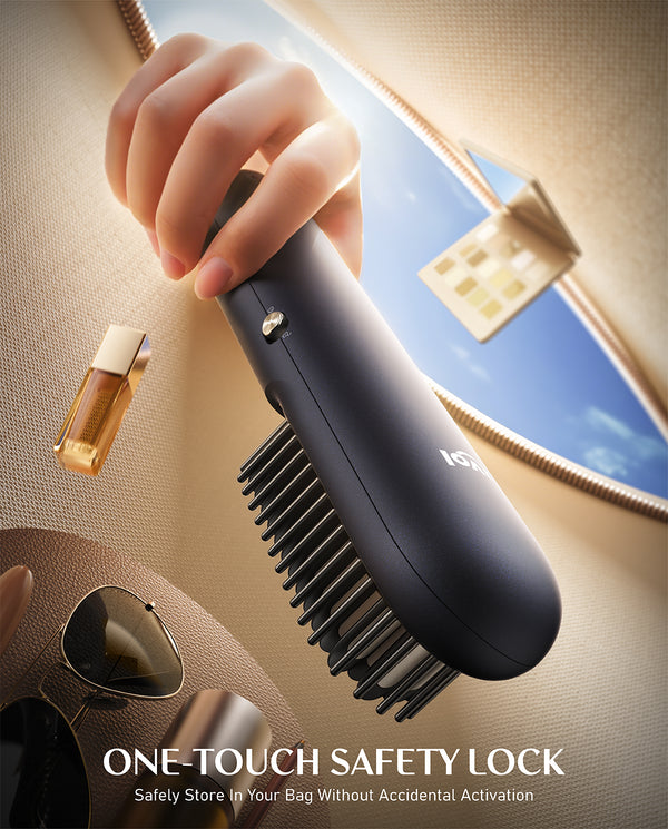 I10 Apex Portable Hair Straightener Brush - Midnight Blue