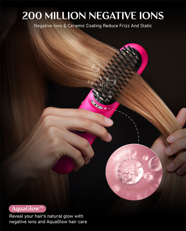 I10 Apex Portable Hair Straightener Brush - Pink