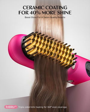 I10 Apex Portable Hair Straightener Brush - Pink