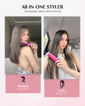 I10 Apex Portable Hair Straightener Brush - Pink