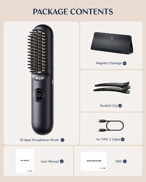 I10 Apex Portable Hair Straightener Brush - Midnight Blue